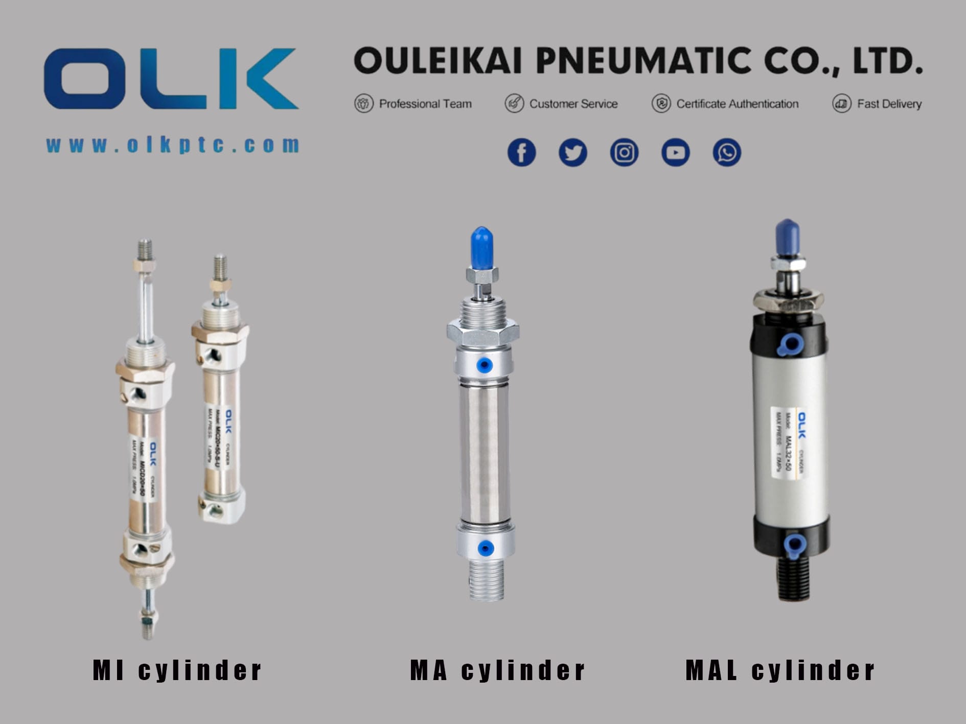 Hvad er forskellen mellem MINI cylinder modeller MA,MI og MAL egnet til industriel automation?